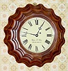 C.1990, Wayne R. Cline, Bowling Green, KY, Mini repro corrugated gallery clock (half size of Ingraham original).