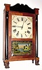 C.1832, Riley Whiting, 30-hour time/strike half column and splat wood movement shelf clock.
