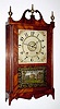 C.1825, Silas Hoadley, 30-hour time/strike wood movement pillar and scroll shelf clock.