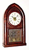 C.1870, Waterbury Clock Co, BEEHIVE mantel clock, 8-day time, strike and alarm in mahogany.