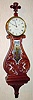 C.1982 (dated) Foster S. Campos, Pembroke, Mass, 8-day wall lyre, with Prince of Wales triple feather on top, tablet of Music with her lyre.