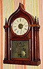 C.1845, Brewster and Ingrahams, 8-day time/strike/alarm onion top shelf clock, with turned steeple finials.