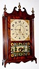 C.1825, Bishop and Bradley, 30-hour time/strike wood movement pillar and scroll shelf clock.