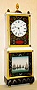 C.2004 (dated) Foster S. Campos BRIDES CLOCK, Mass shelf clock finished in white with contrasting gold and leaf stenciling.