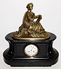 C.1890, French, Marble and Bronze Figural clock, the removable statue of CLOTHO,