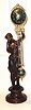 C.1895, Ansonia Clock Co., JUNO SWING clock, patinated spelter statue of goddess Juno, holding aloft ball swing clock that moves with no apparent impulse.
