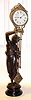 C.1887, Ansonia, HUNTRESS SWING, patinated spelter statue of a lady fisher, the tin can arm with signed Ansonia movement and original 4" dial.