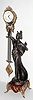 C.1890, French, Guilmet, Paris, Swinging Arm Clock, patinated spelter statue on red marble base.