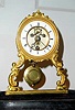 C.1875, French Skeleton Timepiece, with a cast frame, open escapement and original glass dome.