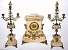 C.1895, Boston Clock Co., 8-day time and strike, tandem wind, marble garniture set.