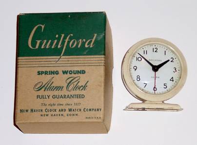 C.1930, New Haven Clock and Watch Co., GUILFORD one day alarm clock in original box. — Antique Clocks Price Guide