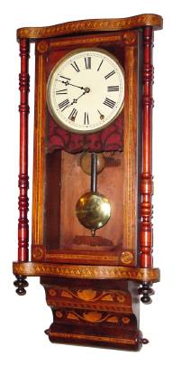 C.1880, Anglo-American, 8-day time/strike inlaid wall clock. — Antique Clocks Price Guide