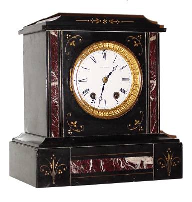 C.1882, Seth Thomas Sons and Co., (Thomaston), "Marble No. 99", 8-day time/strike mantel clock, black marble. — Antique Clocks Price Guide