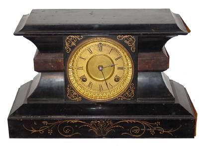 C.1891, Waterbury SPARTA model black enameled iron clock, 8-day time and strike. — Antique Clocks Price Guide