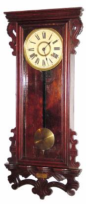 C.1901, Ansonia Clock Co., "Queen Mary", 8-day time/strike wall clock, as-found, less top. — Antique Clocks Price Guide