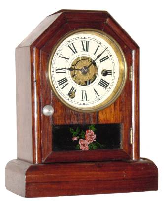 C.1870, Seth Thomas Clock Co., "Octagon Top C", 30-hour time/alarm cottage timepiece, regular base. — Antique Clocks Price Guide