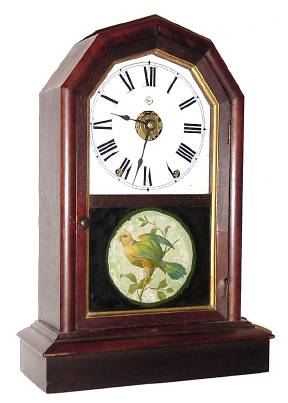 C.1880, Seth Thomas Clock Co., "RICHMOND", 8-day, mahogany cased time, strike and alarm, octagon top shelf clock. — Antique Clocks Price Guide