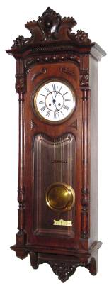 C.1890, German, Werner Uhrenfabrik, Walnut cased wall clock, 8-day time and rod strike. — Antique Clocks Price Guide