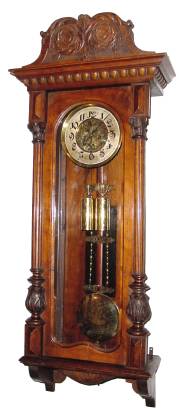 C.1890, Austrian, 2-Weight Vienna Regulator, with matched engraving on dial center, weights and pendulum. — Antique Clocks Price Guide