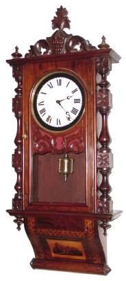 C.1880, Anglo-American, 8-day time and bell strike inlaid wall clock. — Antique Clocks Price Guide