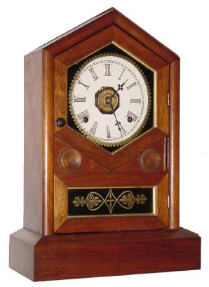 C.1870 Jerome and Co., (New Haven Clock Co.), 8-day time/strike/alarm mantel clock. — Antique Clocks Price Guide