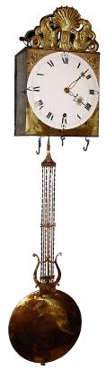 C.1795, French, Crown Wheel / Verge Grand Sonnerie Morbier movement and pendulum (no weights), with silk suspension tower on the back of the top frame. — Antique Clocks Price Guide