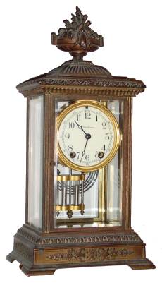 C.1913, Seth Thomas Clock Co., Thomaston, CT, EMPIRE No. 17, crystal regulator, with 4 panes of heavy beveled glass and faux mercury pendulum. — Antique Clocks Price Guide