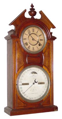C.1875, Ithaca, No. 8, Shelf Library, double dial calendar clock, in walnut, 8-day time and strike. — Antique Clocks Price Guide
