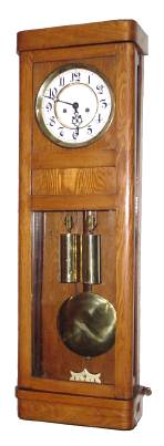 C.1900, German, Gustav Becker, 2-Wt Box Regulator, 8-day rod strike in an Art Deco style oak veneer case. — Antique Clocks Price Guide