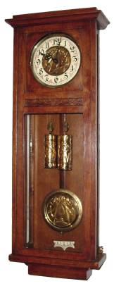 C.1910, German, Gustav Becker, 2-Wt, Vienna Regulator, in a simple oak box style case, with matched dial center, weights and pendulum and rod strike. — Antique Clocks Price Guide