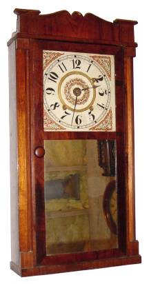 C.1840, Jason Rawson, Saxton's River, VT, 30-hour wood works, bevel column and splat shelf clock. — Antique Clocks Price Guide