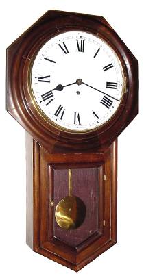 C.1906, English, Octagon Long Drop, 8-day wall timepiece, in the style of an Ansonia A.. — Antique Clocks Price Guide
