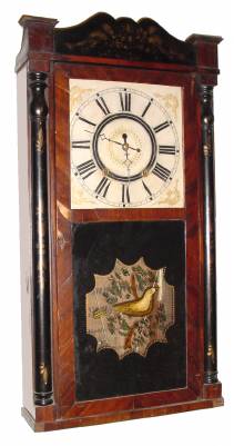 C.1835, Eli Bartholomew and Co., Bristol, Conn., 30-hour time/strike wood movement shelf clock. — Antique Clocks Price Guide