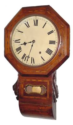 C.1890, Anglo-American , 8-day, Inlaid wall timepiece, as-found. — Antique Clocks Price Guide