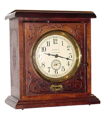 C.1910, National Clock and Mfg. Co., "No. 287 8-day Alarm", 8-day alarm timepiece. — Antique Clocks Price Guide