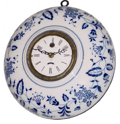 C.1920, German, Hamburg American Clock Co., BLUE and WHITE CLOCK CASE, and dial, now with a battery movement. — Antique Clocks Price Guide