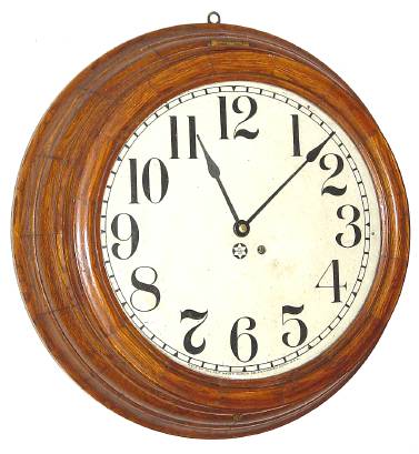 C.1910, New Haven, "The Gallery Time", with 14 " dial in a stepped oak case. — Antique Clocks Price Guide