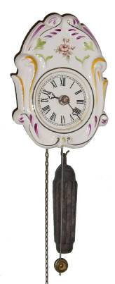 C.1870, German, miniature 30-hour porcelain wall timepiece. — Antique Clocks Price Guide