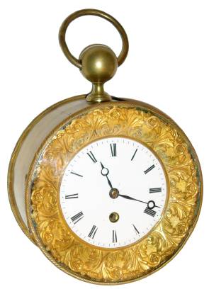C.1840, French, Novelty Timepiece, in the form of a large pocket watch. — Antique Clocks Price Guide