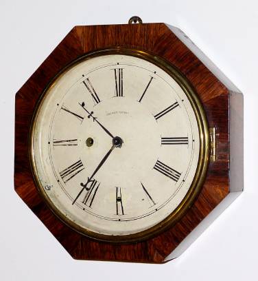 C.1850, Marine Clock Manufacturing Co., New Haven, Conn, rosewood octagon gallery clock ( time and strike). — Antique Clocks Price Guide