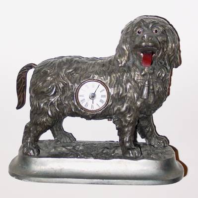 C.1885, German, Mayer, Animated Dog Novelty timepiece, with panting tongue and wagging tail. — Antique Clocks Price Guide