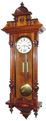 C.1890, Austrian, 2-Wt Vienna Regulator, in a large walnut case with original top and finials. — Antique Clocks Price Guide