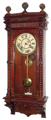 C.1893, Waterbury Clock Co., PERTH, walnut cased, 8-day time and gong strike wall clock. — Antique Clocks Price Guide
