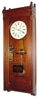 C.1900. E. Howard and Co., Watchman's Clock, 8-day weight driven timepiece, with recording device for marking the time of the watchman's round on rotating graph paper. — Antique Clocks Price Guide