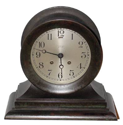 C.1915, Chelsea Clock Co., Boston, "Admiral", 6 inch dial, 8-day time and ship's bell clock, No. 101866. — Antique Clocks Price Guide