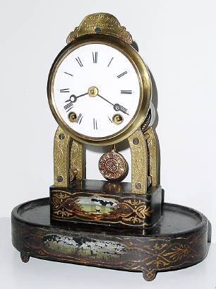 C.1870, Terry Clock Co, Waterbury, PARLOR timepiece, 8-day skeleton clock under dome. — Antique Clocks Price Guide