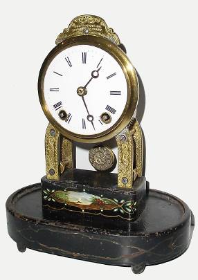 C.1870, Terry Clock Co, Waterbury, PARLOR timepiece, 8-day skeleton clock under dome. — Antique Clocks Price Guide