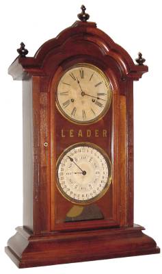C.1885 Jerome and Co., (New Haven Clock Co.), "Leader", 8-day time/strike, double dial perpetual calendar clock in walnut. — Antique Clocks Price Guide
