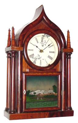 C.1853, Brewster Manufacturing Co., 8-day time and strike 4-column Gothic or onion top shelf clock. — Antique Clocks Price Guide