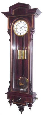 C.1870, Austrian, 3-Wt, Vienna Regulator, with unusual brass moldings, 8-day, serial No. 696. — Antique Clocks Price Guide